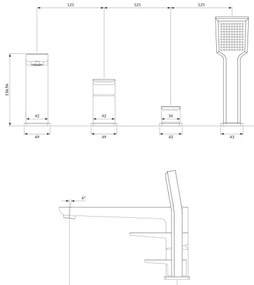 OMNIRES PM7432BL - Fürdőcsap 4-lyukas PARMA matt fekete