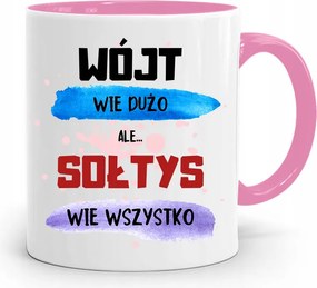 Szolnoknak Rózsaszín Bögre Mindent Tud Ajándék nyomott mintával