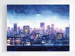 Vászonkép Canvas Kilátás Város Panoráma Felhőkarcolók Terasz Este 80x60