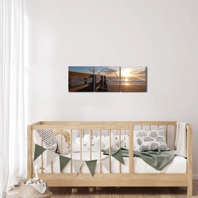 A móló, a strand és a tenger képe (órával) (90x30 cm)