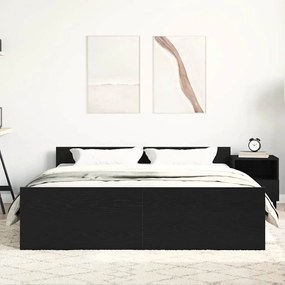 fekete tölgy színű szerelt fa ágykeret matrac nélkül 160x200 cm