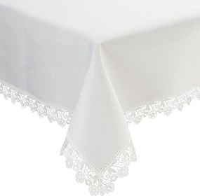 Abrosz dekoratív Cindy 140x180 Eurofirany fehér, virágos csipkével díszített