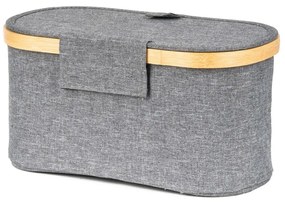 G21 tárolódoboz 30 x 15 x 15 cm, bambuszfedéllel, szürke