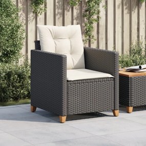 fekete polyrattan kerti szék párnákkal