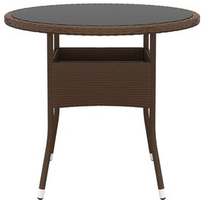 vidaXL 3 részes barna polyrattan és edzett üveg kerti bisztrószett