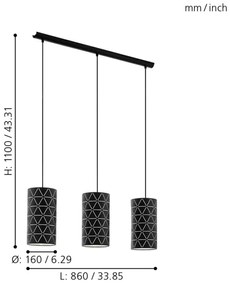 Eglo 98353 - Csillár zsinóron RAMON 3xE27/40W/230V