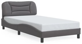 szürke műbőr ágykeret LED-világítással 100 x 200 cm