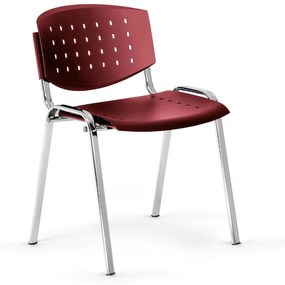 Troy II konferencia szék - króm lábak, piros
