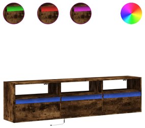 füstös tölgy falra szerelhető TV-szekrény LED-del 180x31x45cm
