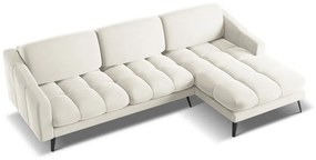 Krémszínű bársony sarokkanapé (jobb oldali) Nalu – Makamii