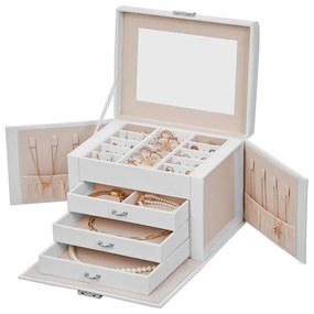KARINA tükrös ékszerdoboz, 22,5x17,5x16,5cm, fehér SongmicsHome