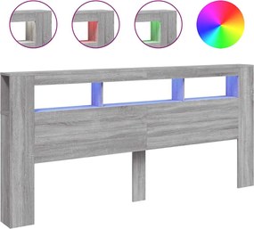vidaXL szürke sonoma szerelt fa LED-es fejtámla 220 x 18,5 x 103,5 cm
