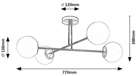 Rabalux 71082 - Csillár rúdon KIARA 4xE27/35W/230V arany