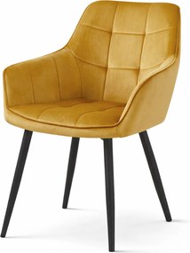 Étkezőszék VARSI VELVET fekete lábakkal, mustárszínű