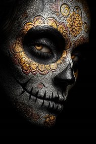 Vászonkép Canvas Portré Arc Mexikó Halottak Ünnepe Koponya 40x60