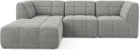 Szürke buklé sarokkanapé (bal oldali-heverő résszel) Aloha – Makamii