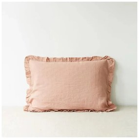 Terrakottabarna len párnahuzat fodros szegéllyel, 50 x 60 cm - Linen Tales