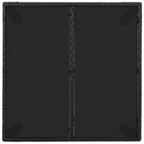 fekete polyrattan üveglapos kerti asztal 90 x 90 x 75 cm