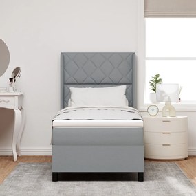 Box Spring Ágy Matraxal Világosszürke 100x200 cm Szövet