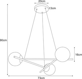 KAJA K-4966 ARTON Fekete Színű Függeszték 3xE27 15W IP20