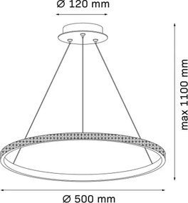 LED csillár kábellel DIANA LED/25W/230V 4000K Ø 50 cm arany