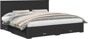 vidaXL Ágykeret fejtámlával Fekete és Ezüst 200 x 200 cm Faanyag