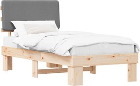 vidaXL Ágykeret Kárpitozott Fejtámlával Világosszürke 90 x 200 cm
