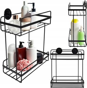 Fürdőszobai Polc Drót Könyvespolc Fekete Matt Szalag 2 Szint Öntapadós