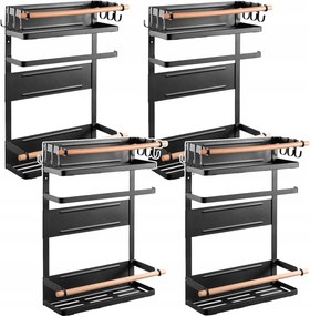 4x mágneses polc hűtőszekrényhez erős mágnes konyhai rendszerező fekete