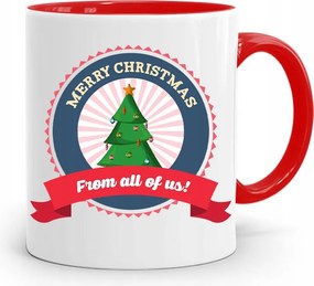 Piros Karácsonyi Bögre Mikulás Karácsonyfa Alá, fényképes nyomattal