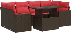 vidaXL 7 részes barna polyrattan akácfa kerti ülőgarnitúra párnákkal
