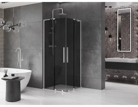 Mexen Velar L Duo, zuhanykabin tolóajtóval 80 x 80 cm, 8mm szürke üveg, króm, 871-080-080-02-43-01