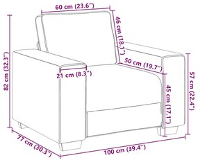 krémszínű kordbársony szövet kanapéfotel 60 cm