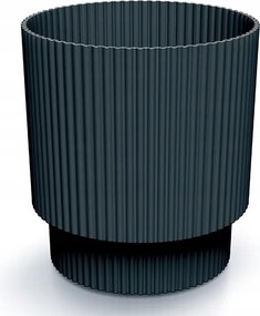 Antracit bordázott műanyag kaspó 15,7x14,6 cm fedő dekoratív