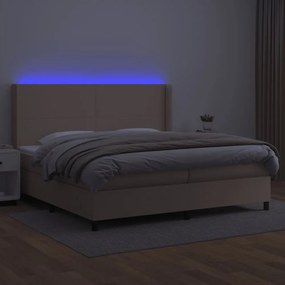 cappuccino színű műbőr rugós ágy matraccal és LED-del 200x200cm