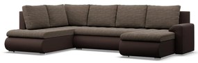 Tokio U sarokkanapé, 3 ágyneműtartóval, fonott + műbőr, baloldali, barna