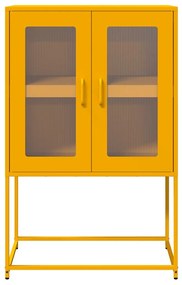 Highboard Mustársárga 68x39x107 cm Acél