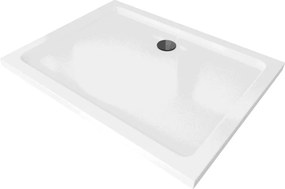 Mexen Flat téglalap alakú slim zuhanytálca 100 x 90 cm, fehér, fekete szifon - 40109010B