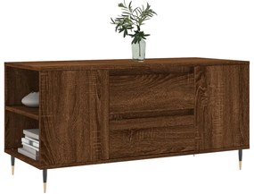 Barna tölgyszínű szerelt fa dohányzóasztal 102 x 44,5 x 50 cm