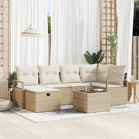 Kerti Kanapé Szett 7 pcs bézs és krémszínű 232 x 122 x 85 cm