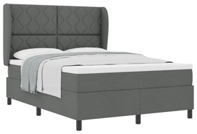 Boxspring Ágy Matracokkal - Sötétszürke, 140x190 cm, Szövet