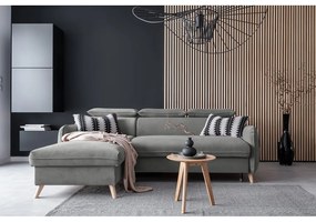 Világosszürke bársony kinyitható sarokkanapé (bal oldali) Sweet Harmony – Miuform