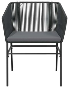 9 részes fekete polyrattan üveg kerti étkezőgarnitúra párnákkal