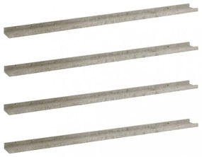 4 db betonszürke fali polc 115 x 9 x 3 cm