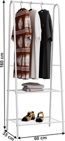 Ruhaállvány polcokkal, fehér, RETOR