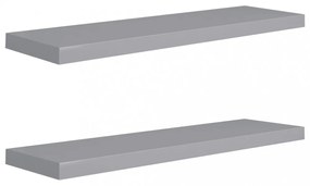 2 db szürke MDF lebegő fali polc 90 x 23,5 x 3,8 cm