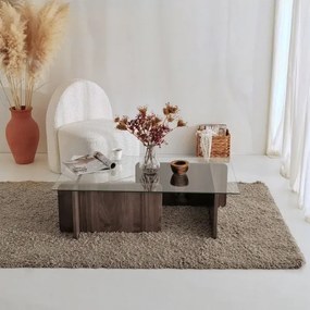 ESCAPE dohányzóasztal 30x105 cm barna/átlátszó