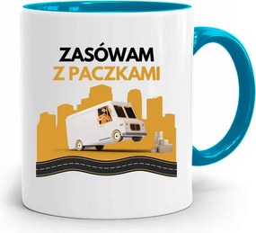 Kék Bögre Futárnak, fényképes nyomott mintás Csomagokkal