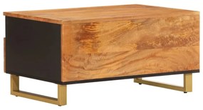 barna és fekete tömör mangófa dohányzóasztal 80 x 54 x 40 cm