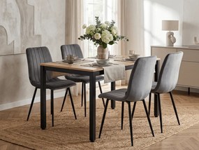 Szürke étkezőszék LAVA bársony fekete lábakkal